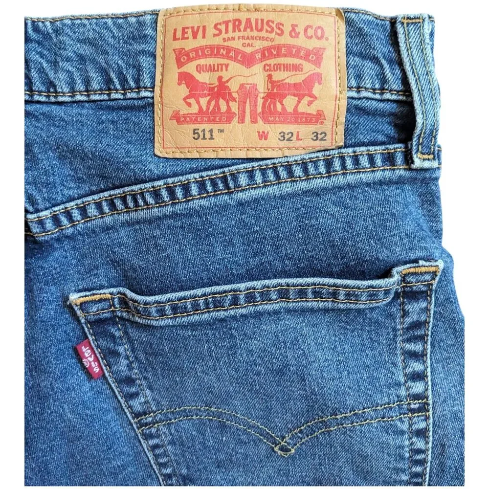 Levi's 511 Slim Fit Jeans Men's 32x32 Blue Denim Modern Classic Stretch Red Tag